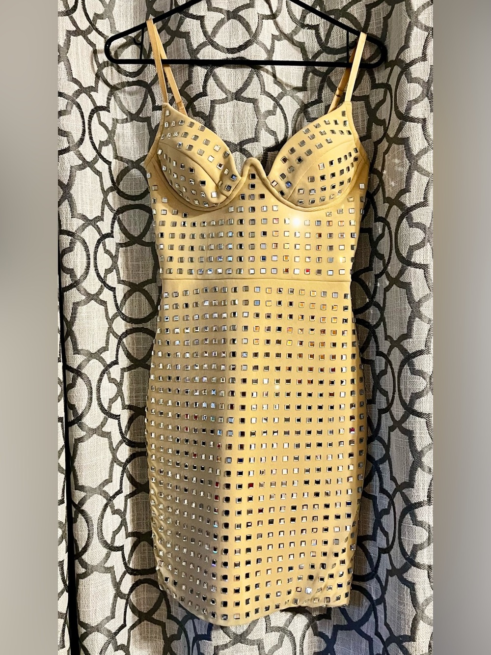 Nude Studded Bodycon Dress